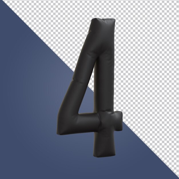 Rendu 3d du style de ballon numéro 4 de l'alphabet doré