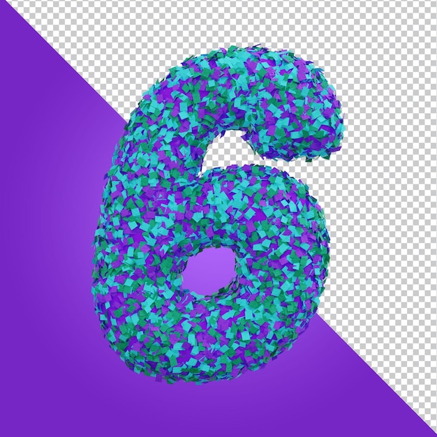 Rendu 3d du style de ballon numéro 6 de l'alphabet doré