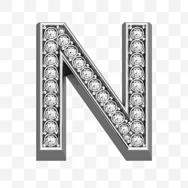 Rendu 3D du symbole de l'alphabet diamant des lettres de bijoux en argent de luxe