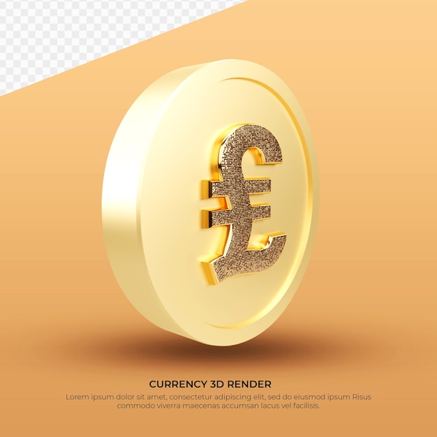 Rendu 3D du symbole monétaire de l'or pièce de lire