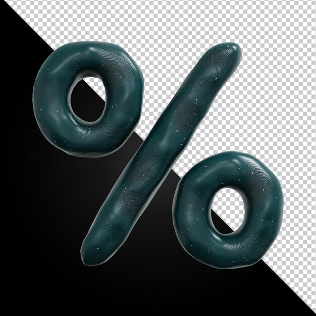 rendu 3d du symbole de pourcentage de l'alphabet isolé
