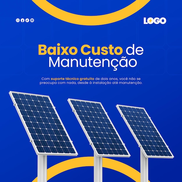Rendu 3d Du Système D'énergie Solaire Des Médias Sociaux Pour La Campagne Brésilienne