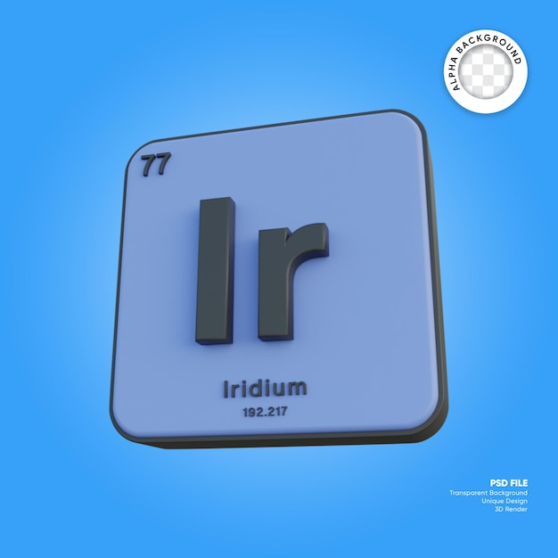 Rendu 3d Du Tableau Périodique Des éléments Chimiques De L'iridium