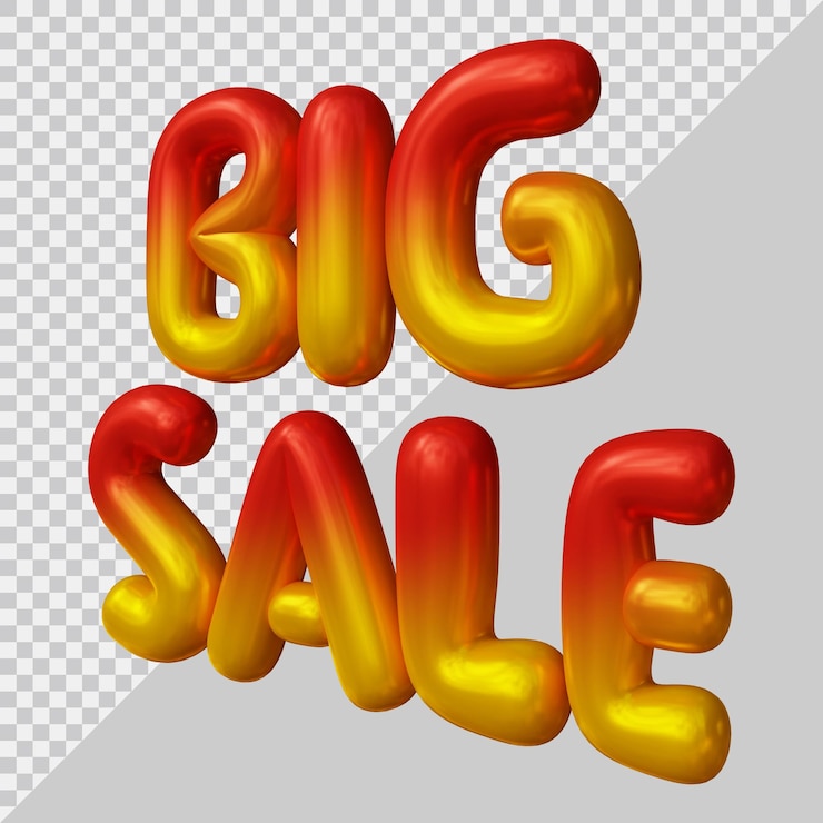 PSD rendu 3d du texte de la grande vente avec un style moderne