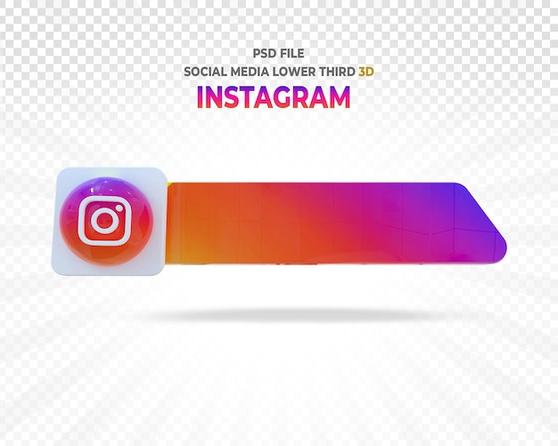 PSD rendu 3d du tiers inférieur du logo instagram