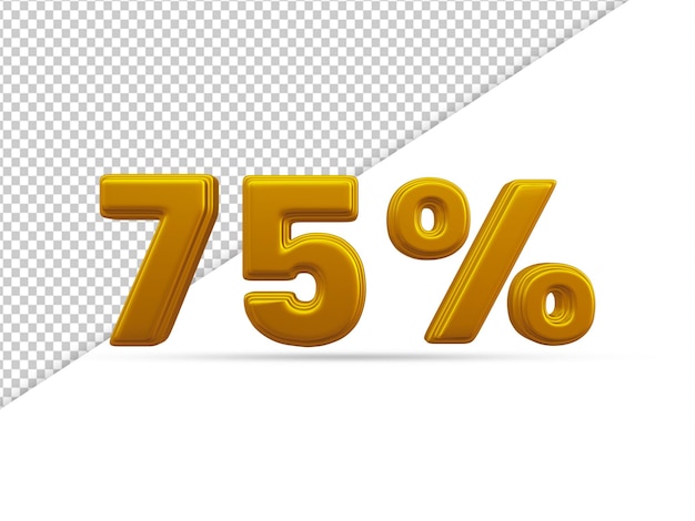 Rendu 3d De L'effet De Texte Or 75 %