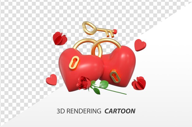 PSD rendu 3d des éléments de la saint-valentin