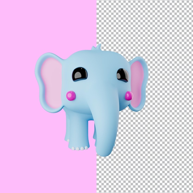 PSD rendu 3d d'un éléphant au format psd