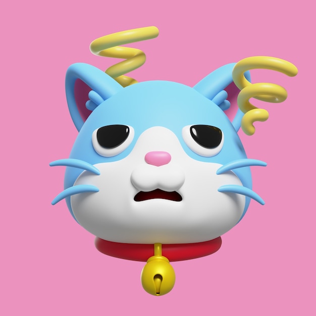 PSD rendu 3d d'emoji de chat