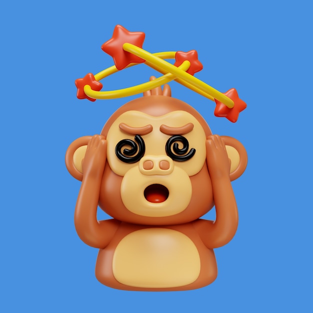 PSD le rendu 3d de l'emoji du singe