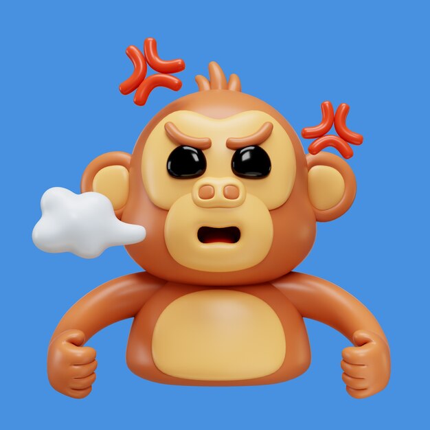 PSD le rendu 3d de l'emoji du singe