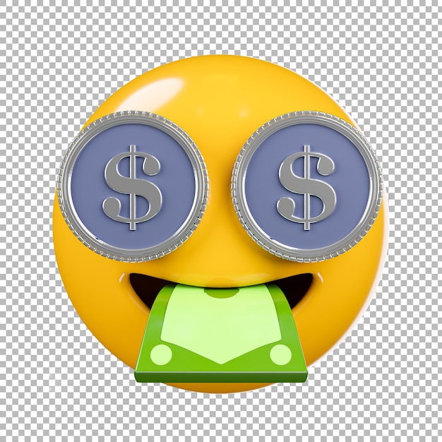 PSD rendu 3d d'emoji ou d'émoticônes avec un fond transparent, un tracé de détourage.