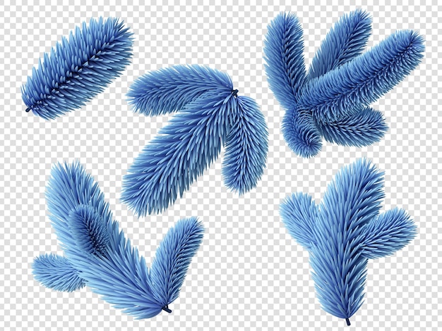 Rendu 3d Ensemble De Brindilles D'épinette Modernes Collection D'images Clipart De Conifères éléments D'arbre De Noël Isolés Sur Fond Blanc