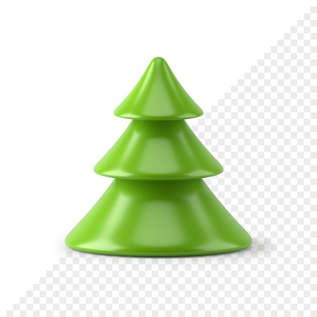 Rendu 3d d'épinette minimaliste vert conique réaliste de Noël. Élément décoratif pour la célébration des vacances d'hiver. Objet de décoration géométrique en matière festive.