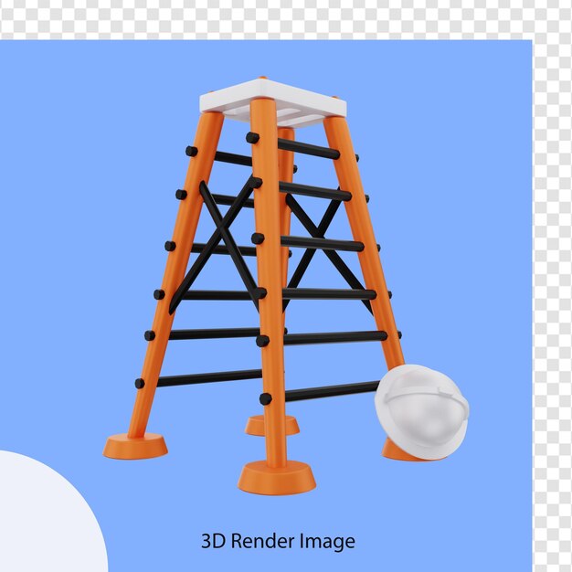 Rendu 3d Des Escaliers De Construction Avec Casque De Sécurité