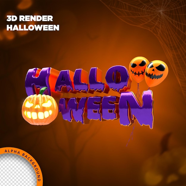 Rendu 3d de l'étiquette Halloween pour la composition