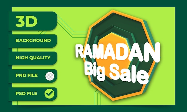 PSD rendu 3d de l'étiquette ramadan big sale