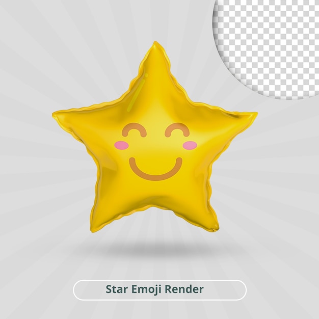 Rendu 3d De L'étoile Emoji Rougissante