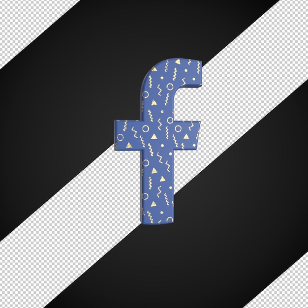 PSD rendu 3d facebook modèle or réaliste logo médias sociaux