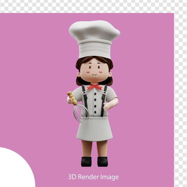 Rendu 3d Femme Chef Tenant Un Fil De Shaker