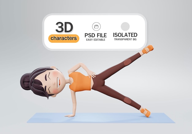 rendu 3D. femme pratiquant le yoga
