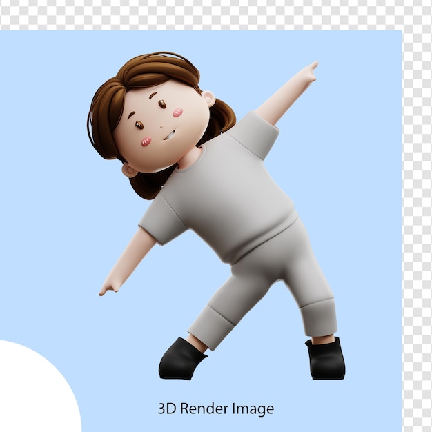 Rendu 3d femme séance d'entraînement corps qui s'étend