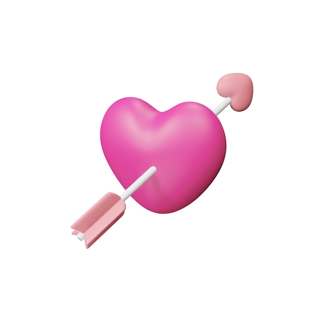 rendu 3d de la flèche d'amour de la saint-valentin objectif icône coeur rose