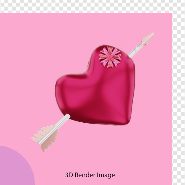 rendu 3d de la flèche d'amour de la saint valentin