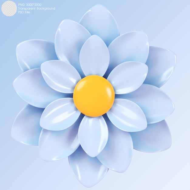 Rendu 3D Fleur bleue isolée sur fond