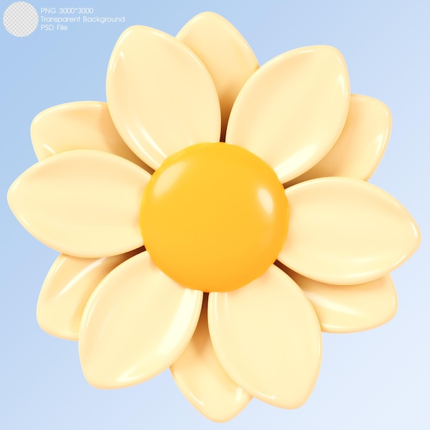 Rendu 3d Fleur Jaune Isolée Sur Fond