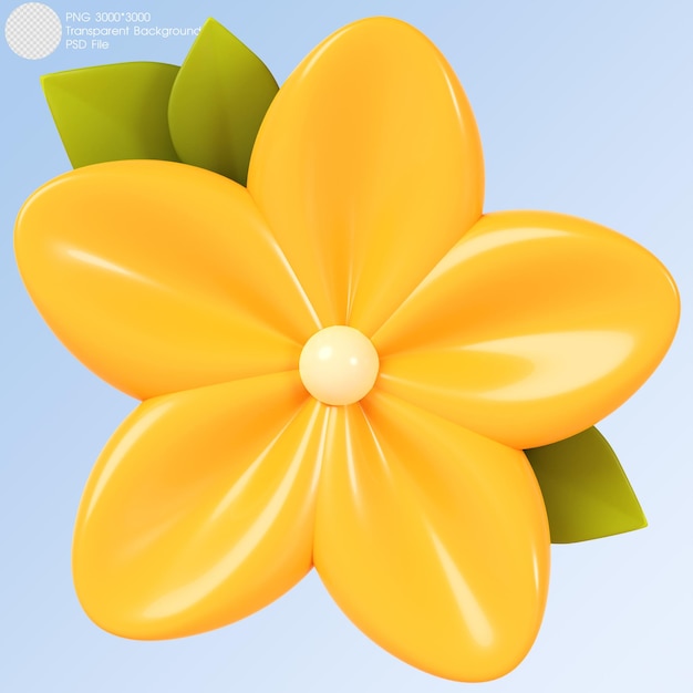 PSD rendu 3d fleur jaune isolée sur fond