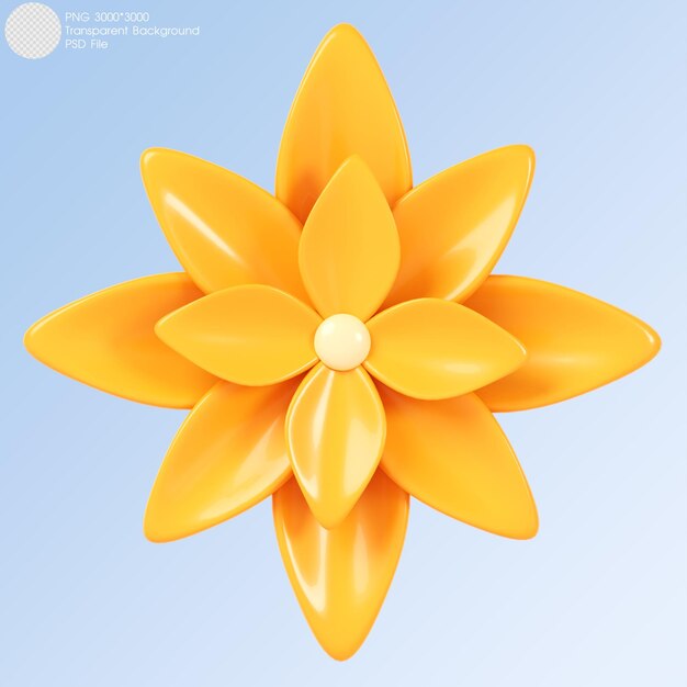 Rendu 3D Fleur jaune isolée sur fond