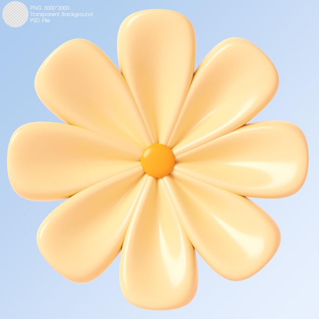 Rendu 3d Fleur Jaune Isolée Sur Fond