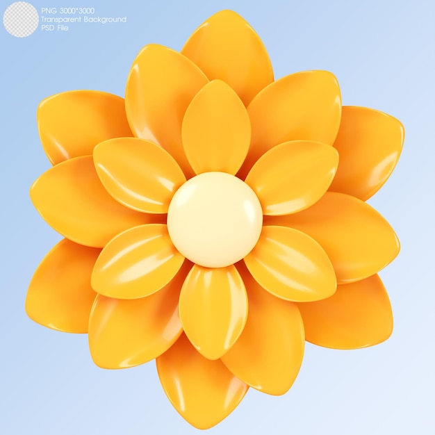 PSD rendu 3d fleur jaune isolée sur fond