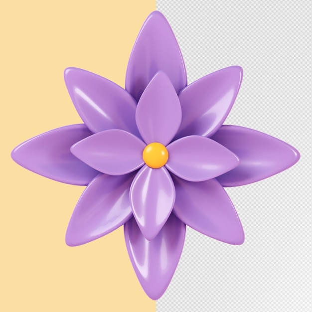 Rendu 3D Fleur violette isolée sur fond