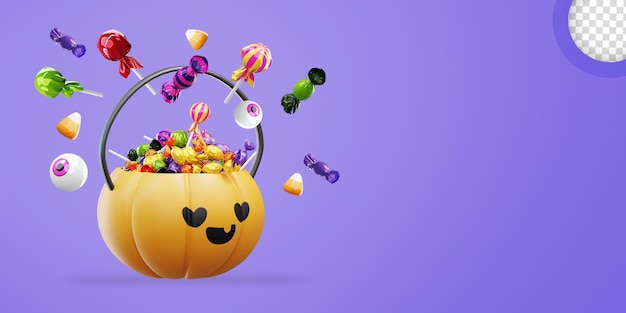 PSD rendu 3d fond d'halloween avec des éléments effrayants