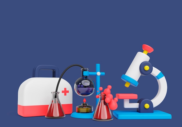 Rendu 3d de fond de nature morte scientifique