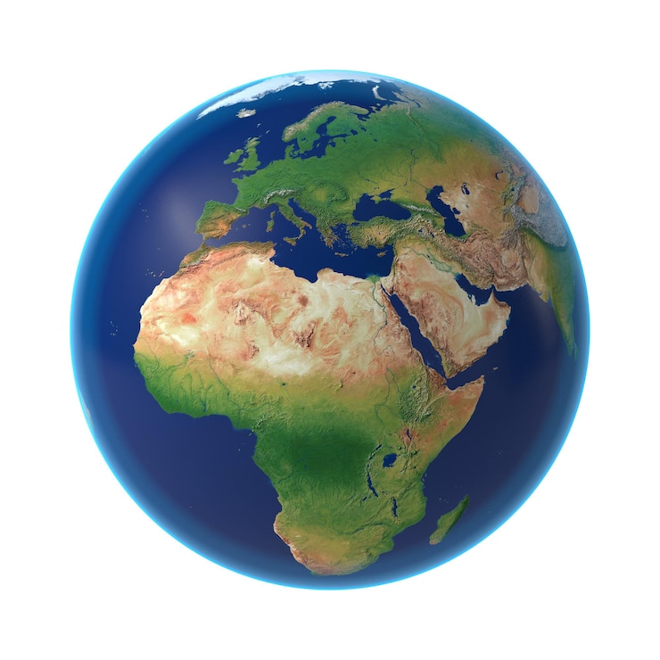 PSD rendu 3d de fond transparent isolé de la terre