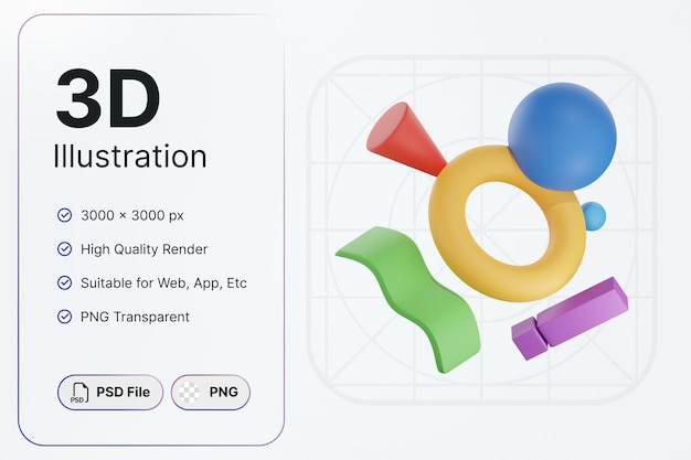 Rendu 3D Forme Abstraite Faisceau Conique Rond Concept Coloré Design Moderne