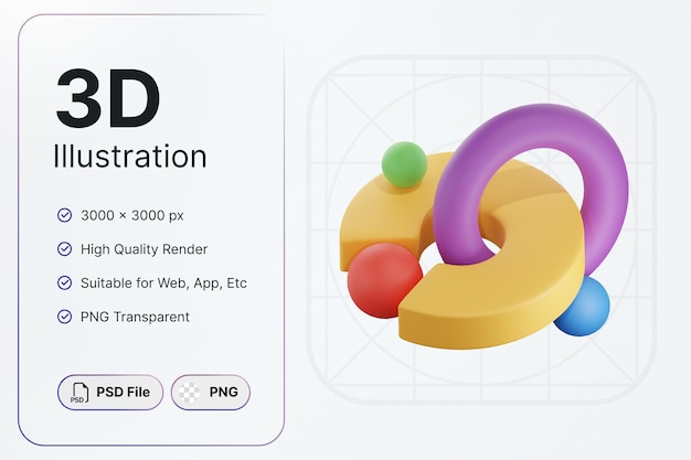 Rendu 3d Forme Abstraite Ronde Demi Cercle Coloré Concept Design Moderne