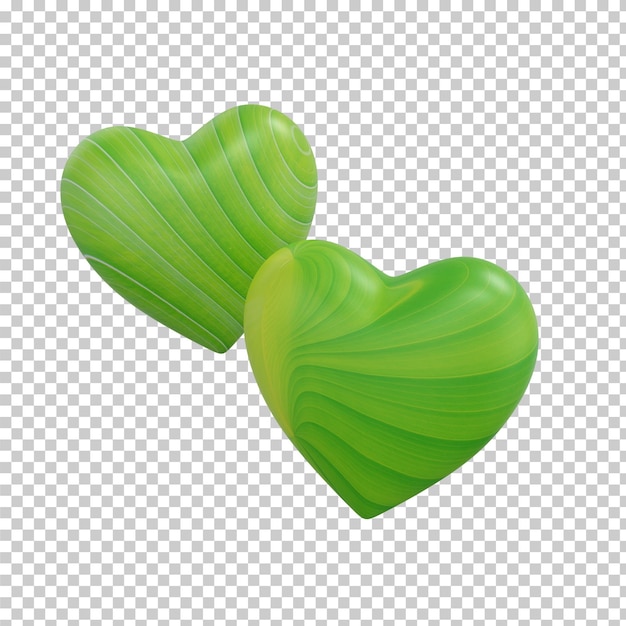 Rendu 3d En Forme De Coeur Avec Texture De Feuille Verte