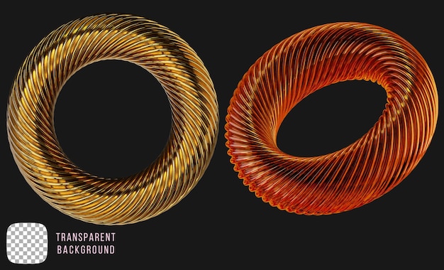 Le rendu 3D de la forme d'un donut abstraite en or