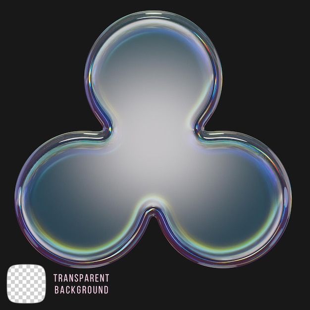 Le rendu 3D de la forme de verre dispersé y2k sur fond transparent