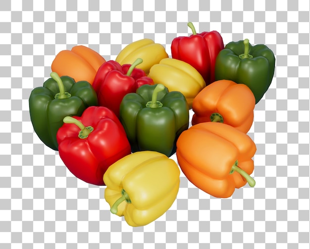 rendu 3d de fruits de poivron isométrique