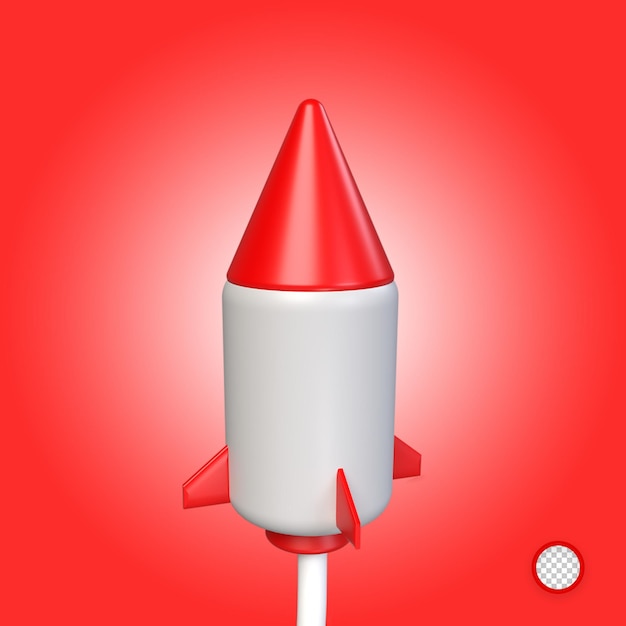 PSD rendu 3d de fusée rouge