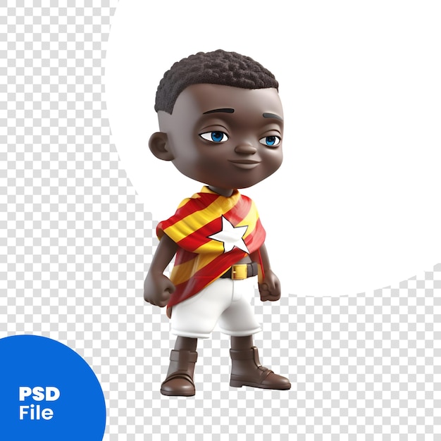 PSD rendu 3d d'un garçon afro-américain avec un modèle psd de drapeau de la somalie