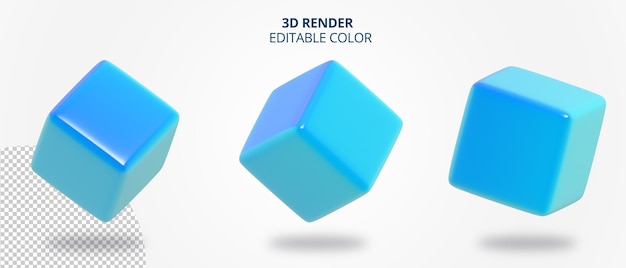 PSD rendu 3d de la géométrie du cube bleu