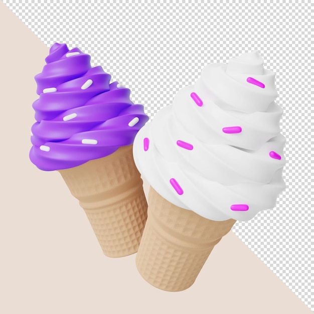 Rendu 3d de glaces colorées avec pépites