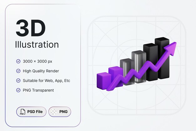 PSD rendu 3d graphique à barres infographie concept design moderne