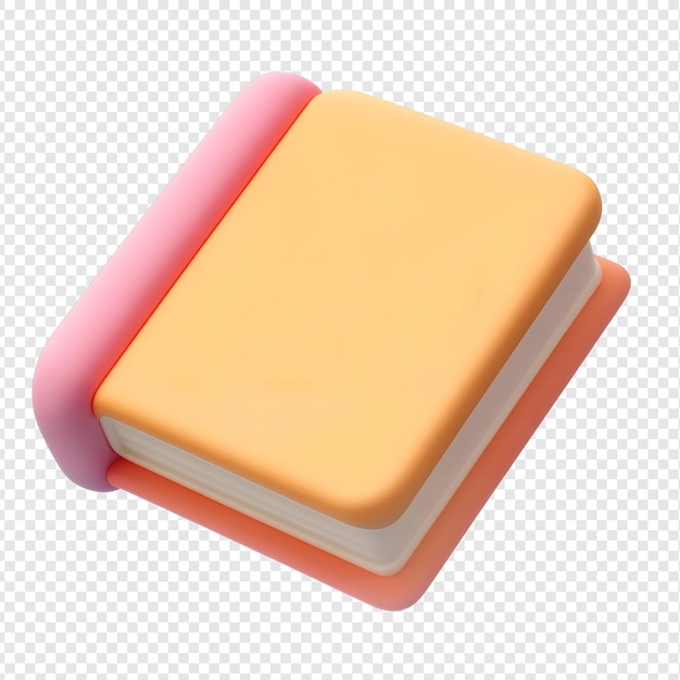 Un rendu 3D en gros plan d'un livre fermé avec une colonne vertébrale rose et une couverture orange